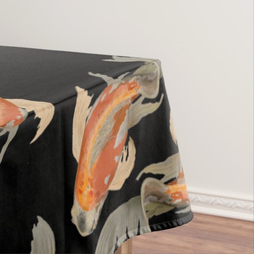 Koi Fish Black Tablecloth