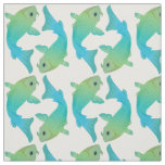 Koi Fish Blue and Green Pisces Pattern Fabric