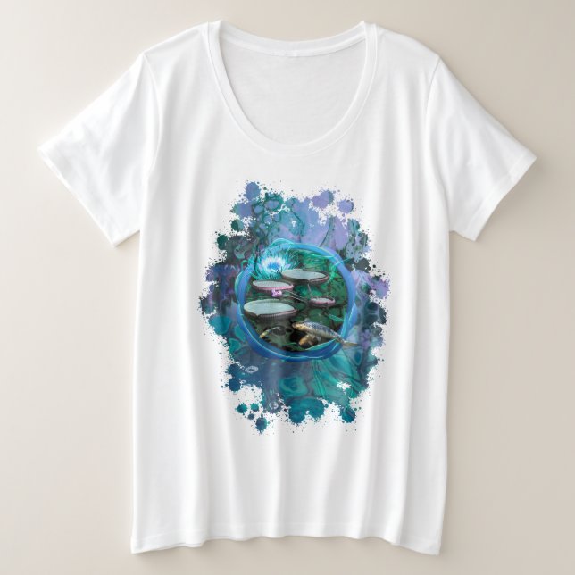 Koi Fish BORN OF DRAGONFLY Plus Size T-Shirt (Design Front)