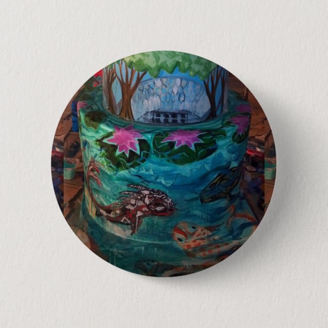 Koi Fish Cake At Missouri Botanical Garden Pinback Button (Front)
