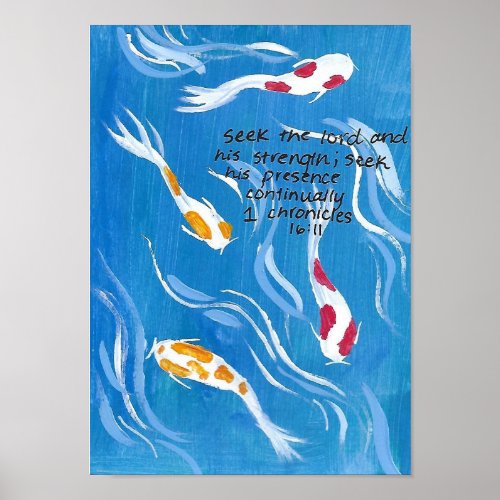 Koi Fish Card with Bible Verse Poster