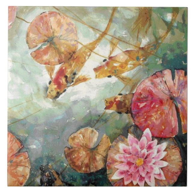Koi Fish Ceramic Kitchen Tile (Front)