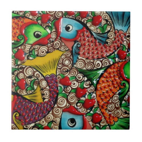 Koi Fish Ceramic Tile