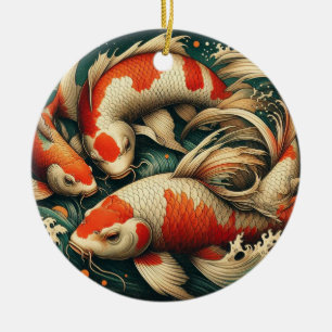 Koi Fish Christmas Ceramic Ornament