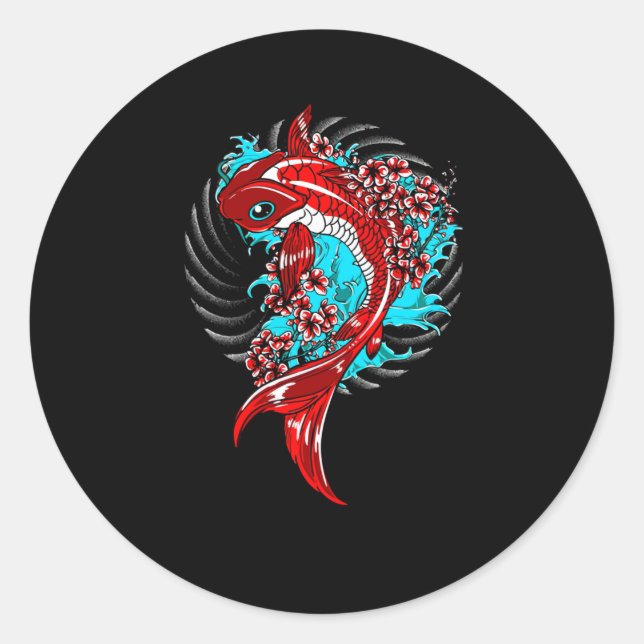 Koi Fish Classic Round Sticker (Front)