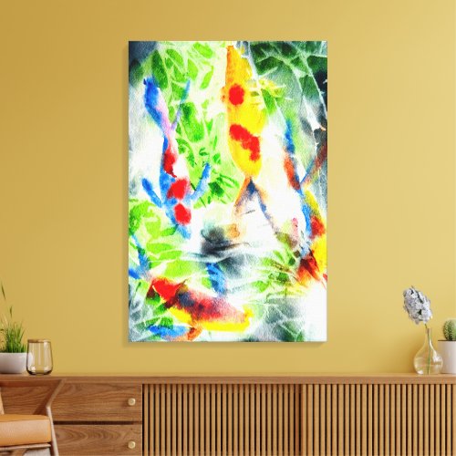 Koi fish colorful watercolor art canvas print