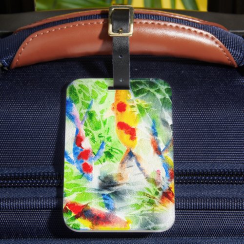 Koi fish colorful watercolor art luggage tag