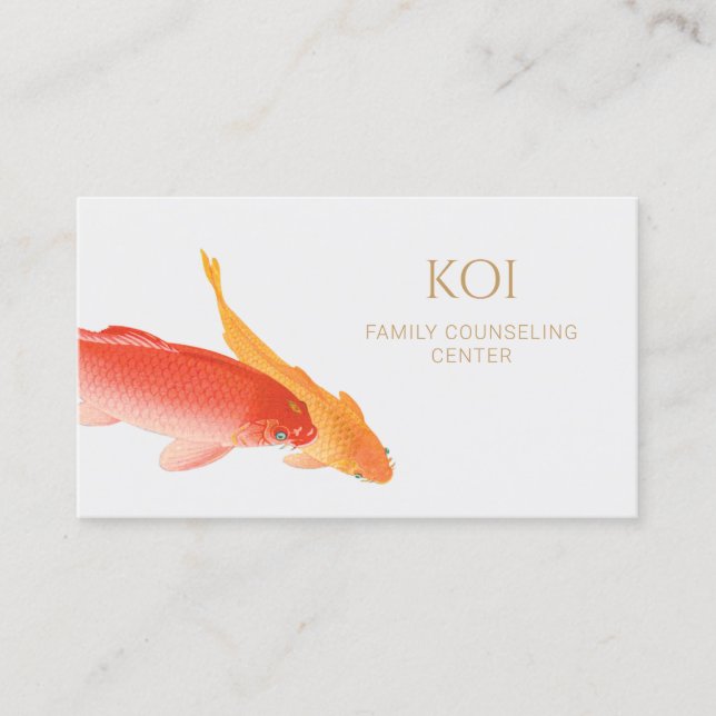 Koi Fish Counselor and Therapist Counseling Business Card (Front)