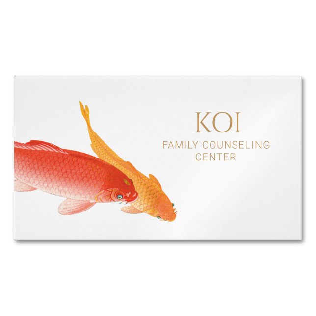 Koi Fish Counselor and Therapist Counseling Business Card Magnet (Front)