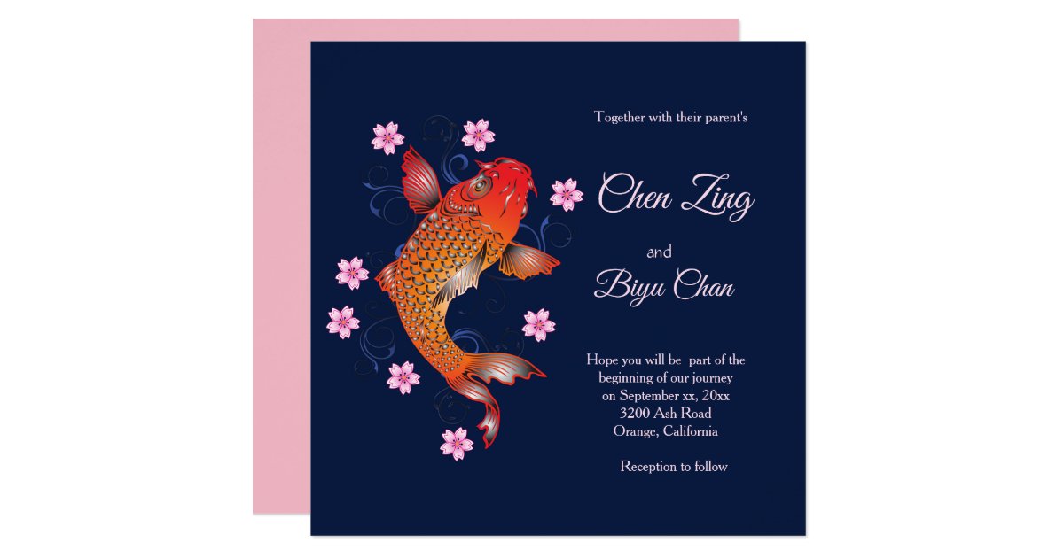 Koi Fish Custom Wedding Invitation Zazzle Com