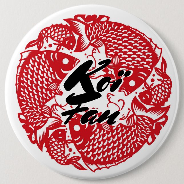 Koï Fish Fan Pinback Button (Front)