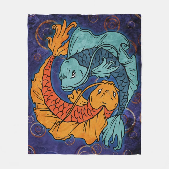 Koi Fish Fleece Blanket (Front)