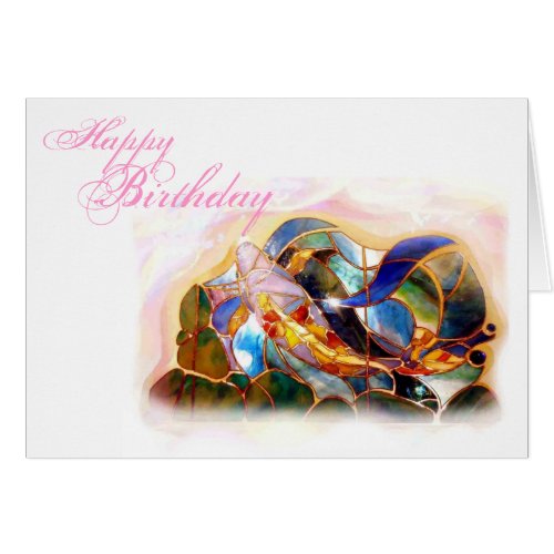 Koi Fish Happy Birthday Greeting card horizontal
