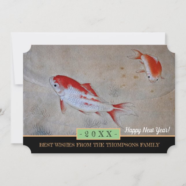 Koi Fish & Happy New Year! Card /20XX Greetings (Front)
