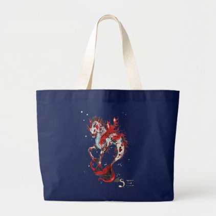 Koi Fish Horse Unicorn Hippocampus Large Tote Bag
