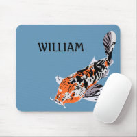Koi Fish Illustration Orange and Blue Personalized