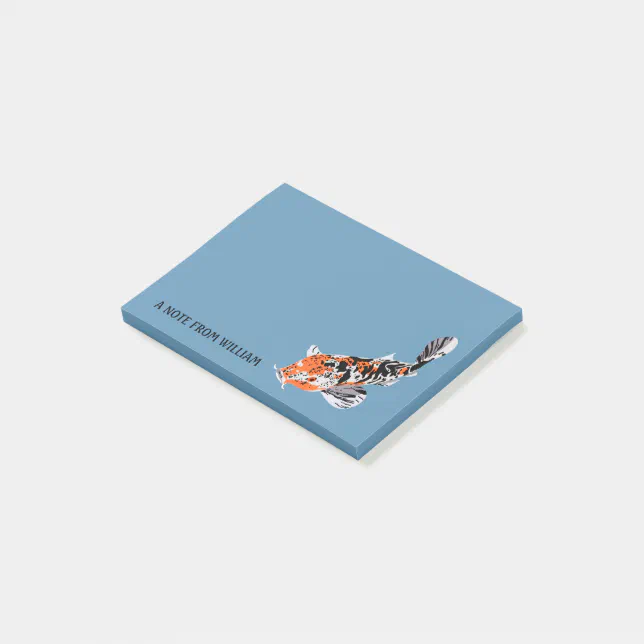 Koi Fish Illustration Orange and Blue Personalized Post-it Notes | Zazzle