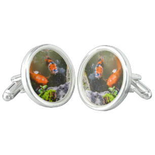 Koi fish in a pond cufflinks