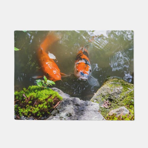 Koi fish in a pond doormat