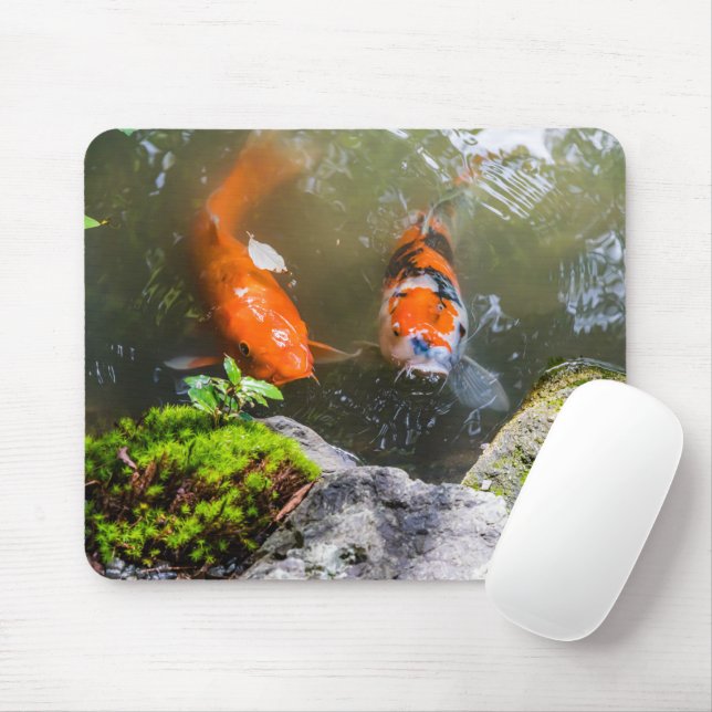 Koi fish in a pond mouse pad (With Mouse)