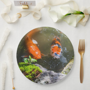 Koi fish in a pond paper plates
