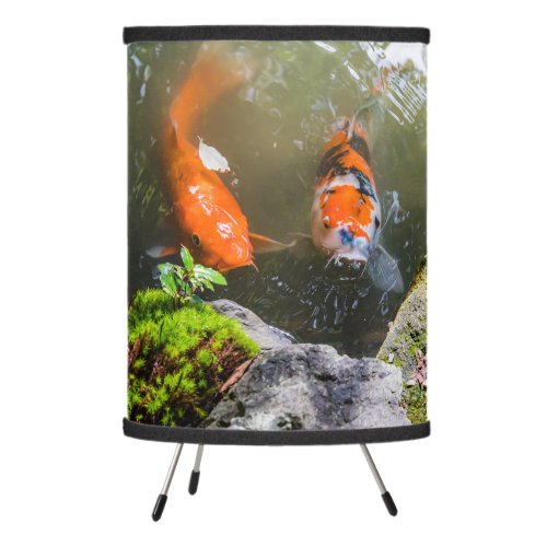 Koi fish in a pond tripod lamp