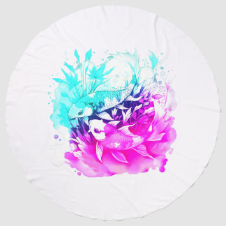 Koi Fish in Pink and Blue Beach Towel