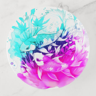 Koi Fish in Pink and Blue Trinket Tray