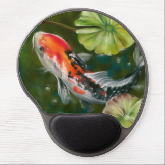 Koi Fish in Pond Pastel Art Gel Mouse Pad