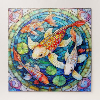 Koi Fish in Stained Glass  Jigsaw Puzzle