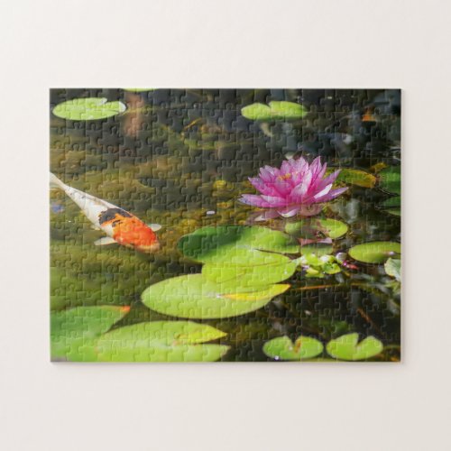 Koi Fish in the Water Lily Pond  Jigsaw Puzzle