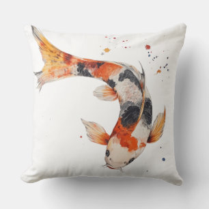 🐟 Koi Fish in Watercolor: Harmony in Movement Throw Pillow