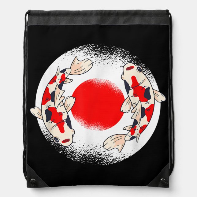 Koi Fish Japan Kois Flag Japan  Drawstring Bag (Front)