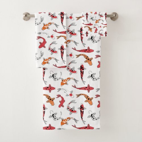 Koi Fish Japanese Art Print Bath Towel Set