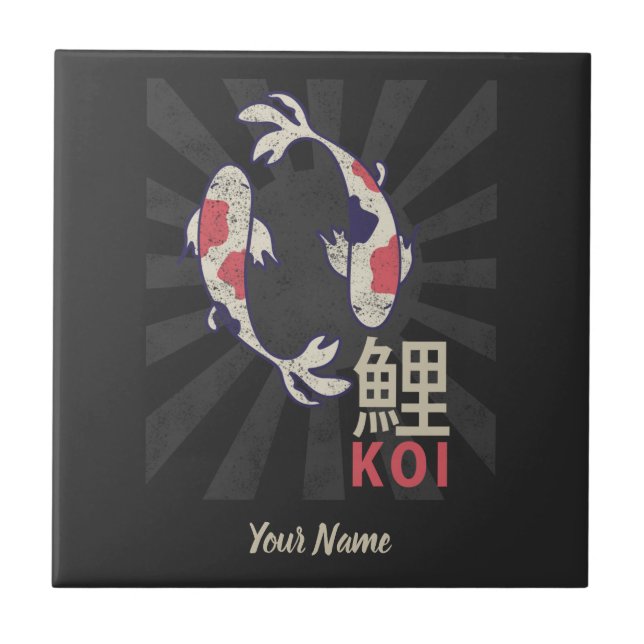 Koi Fish Japanese Nishikigoi Carp Ceramic Tile (Front)