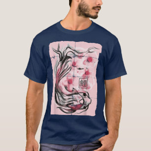 Koi Fish Japanese Sakura Cherry Blossom Graphic T-Shirt