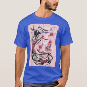 Koi Fish Japanese Sakura Cherry Blossom Graphic T- T-Shirt