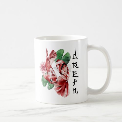 Koi Fish Japanese Style Script Oriental Art Coffee Mug