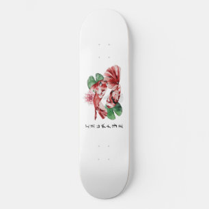 Koi Fish Japanese Style Script Oriental Art Skateboard