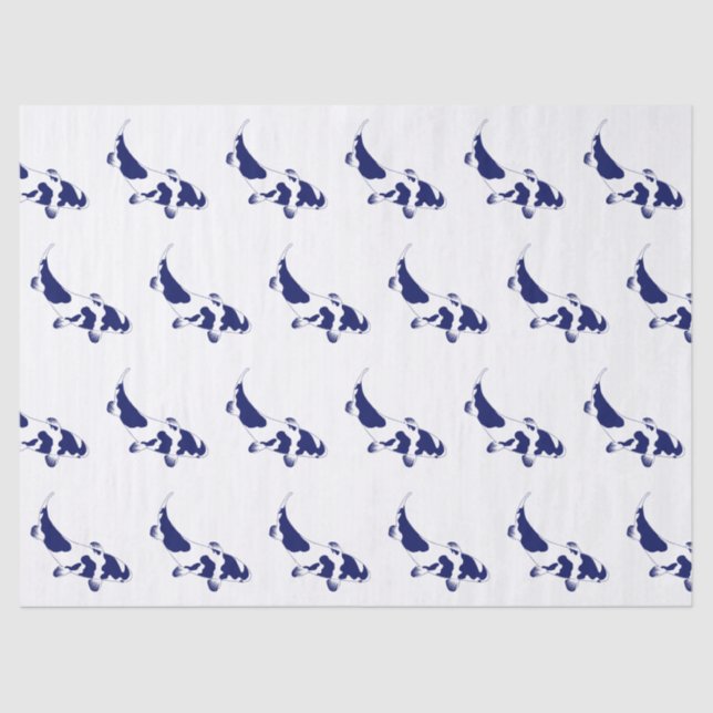 Koi Fish Karp #1 DIY Colors Blue Tissue Paper (Front)