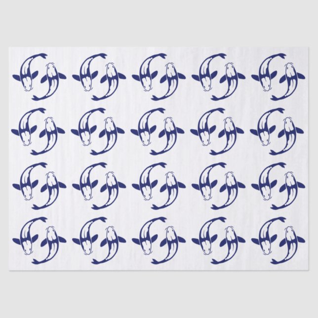 Koi Fish Karp #2 DIY Colors Blue Tissue Paper (Front)