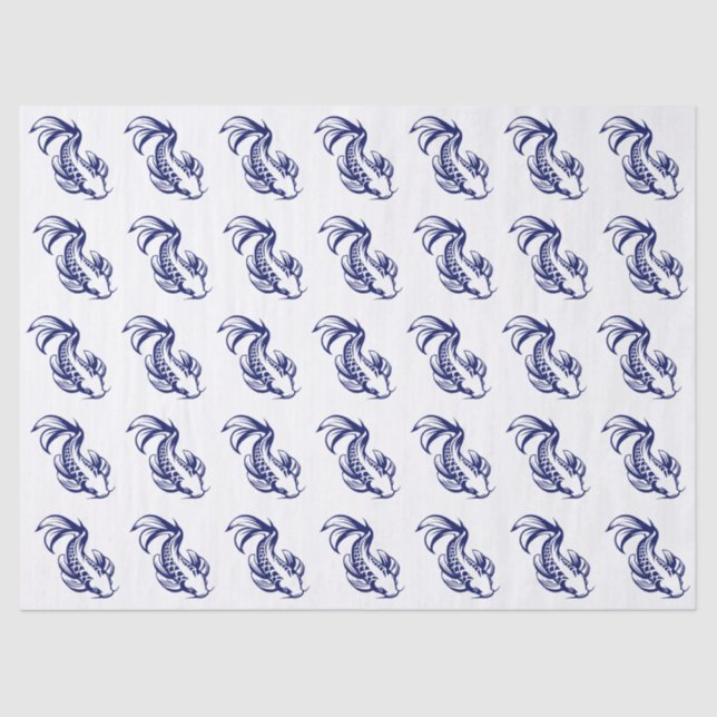 Koi Fish Karp #2 DIY Colors Blue Tissue Paper (Front)