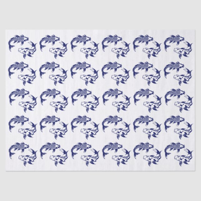 Koi Fish Karp #3 DIY Colors Blue Tissue Paper (Front)