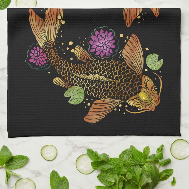 Koi Fish Kitchen Towel (Folded)