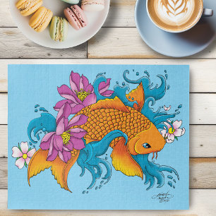 Koi Fish Lotus Cherry Blossoms Jigsaw Puzzle