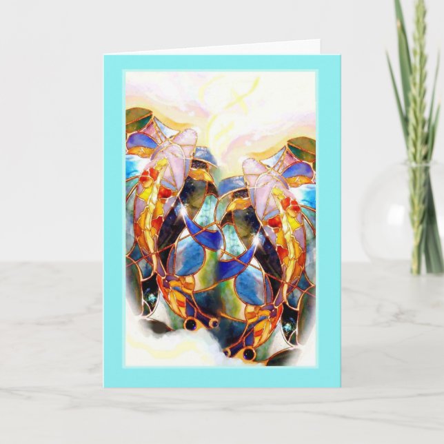 Koi Fish Lovers Romantic Summer Greeting Card (Front)