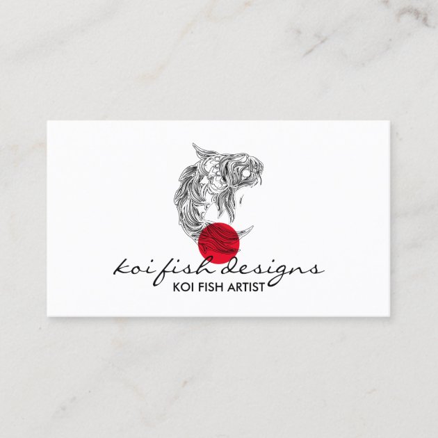 Koi Fish Mandala Red Dot Spiritual Business Card