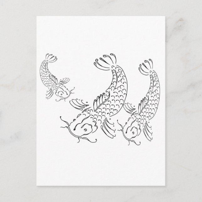 Koi fish modern design black white postcard (Front)