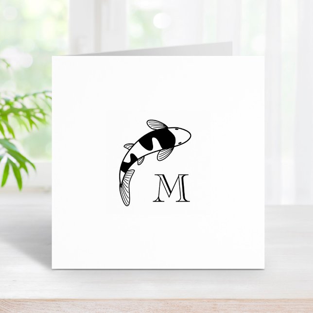 Koi Fish Monogram Initial 1x1 Rubber Stamp (Creator Uploaded)