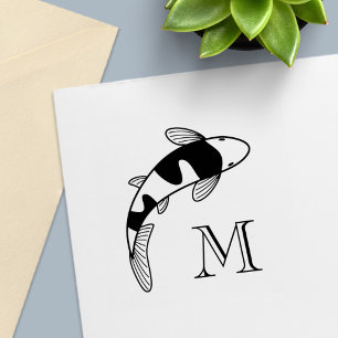 Koi Fish Monogram Initial Self-inking Stamp